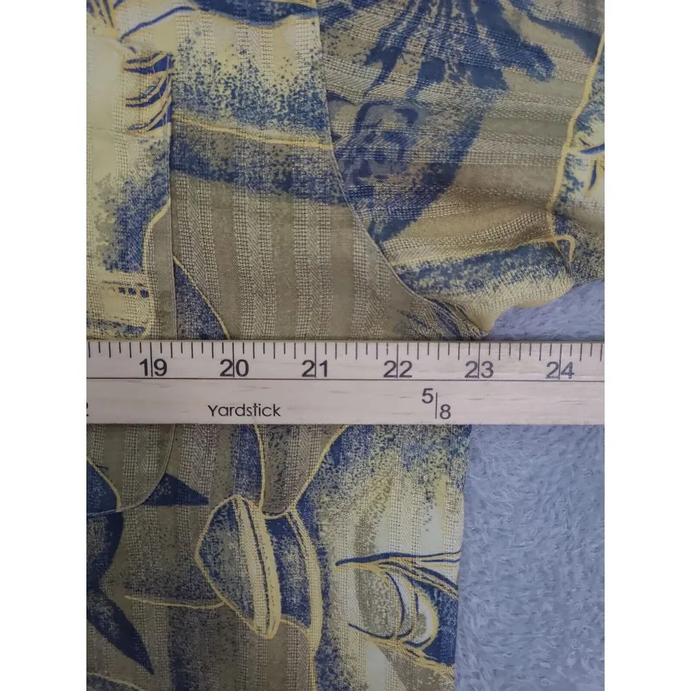 Tommy Bahama Relax Shirt‎ Men's Medium Silk Gold Blue Tiki Dugout Canoe Hawaiian